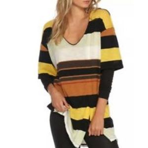 Free people Kate longline striped v-neck tunic